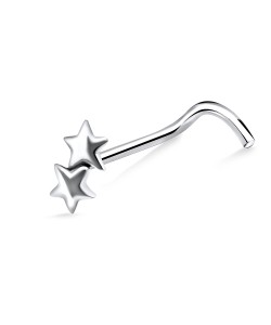 Double Stars Silver Curved Nose Stud NSKB-1008